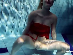 super-hot blond Lucie French teenage in the pool